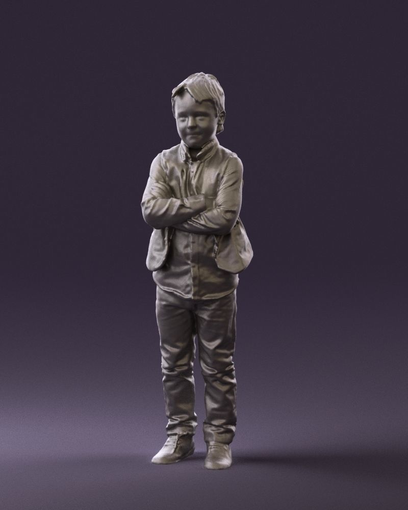 Kid in plaid green tshirt 0611 3D Print Ready 3D print model_31