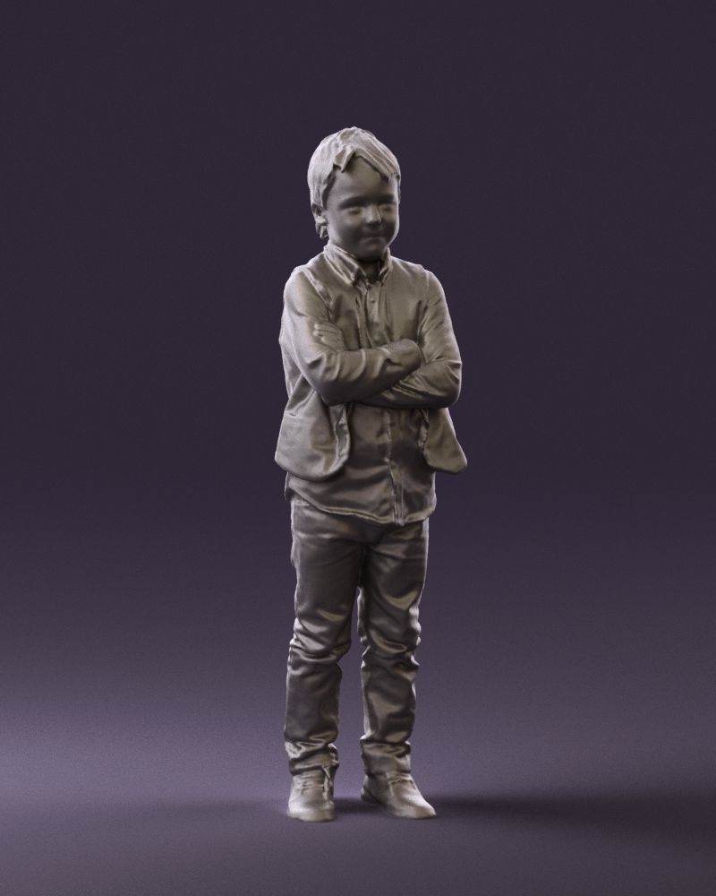 Kid in plaid green tshirt 0611 3D Print Ready 3D print model_4