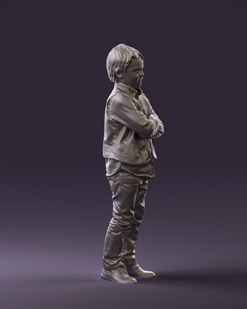 Kid in plaid green tshirt 0611 3D Print Ready 3D print model_10