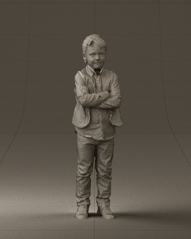 Kid in plaid green tshirt 0611 3D Print Ready 3D print model_38