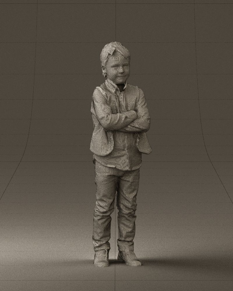 Kid in plaid green tshirt 0611 3D Print Ready 3D print model_5