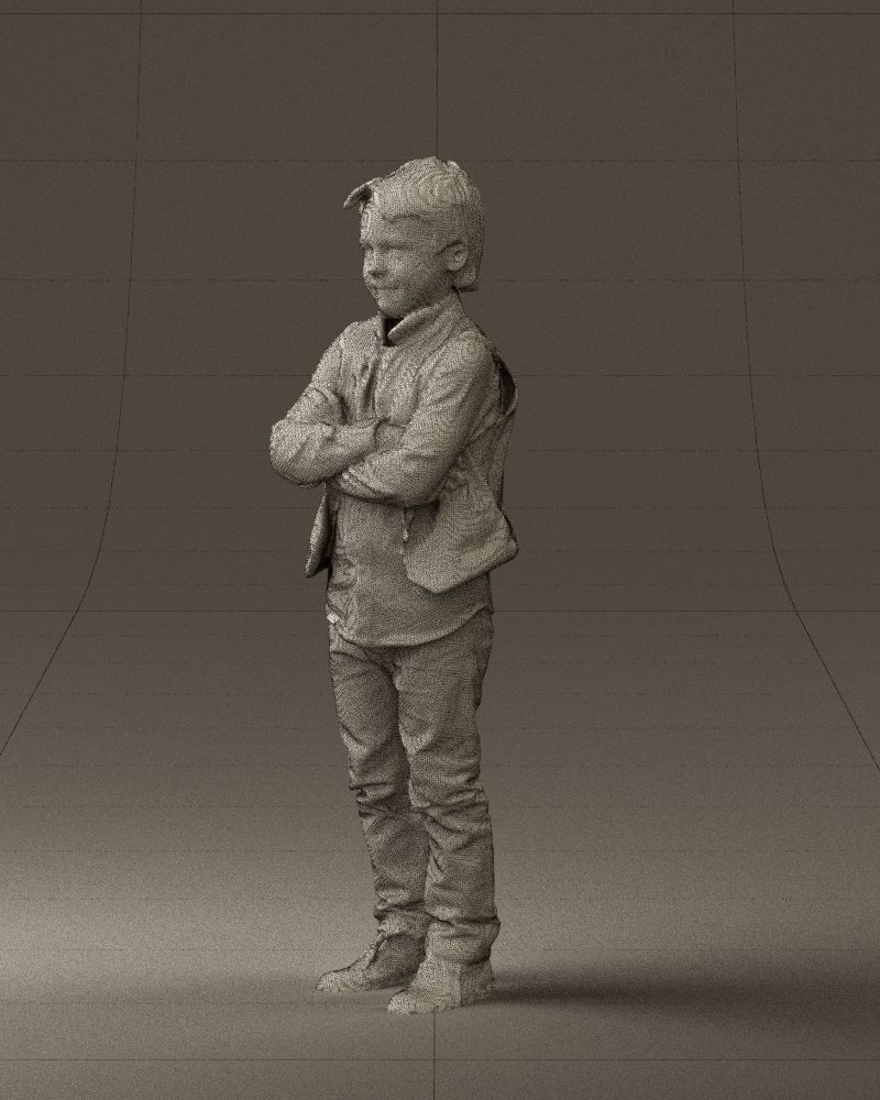 Kid in plaid green tshirt 0611 3D Print Ready 3D print model_29