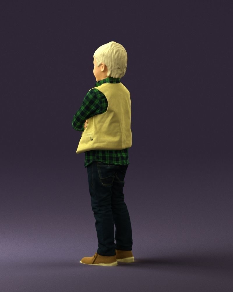 Kid in plaid green tshirt 0611 3D Print Ready 3D print model_21