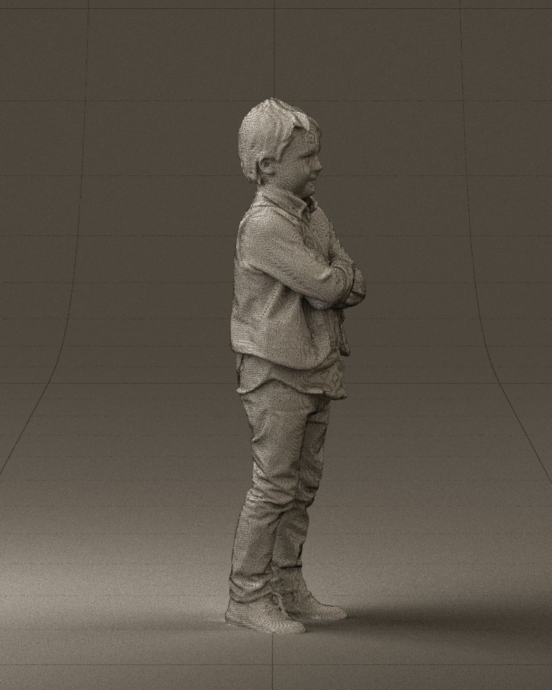 Kid in plaid green tshirt 0611 3D Print Ready 3D print model_11