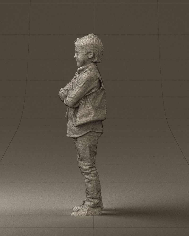 Kid in plaid green tshirt 0611 3D Print Ready 3D print model_26