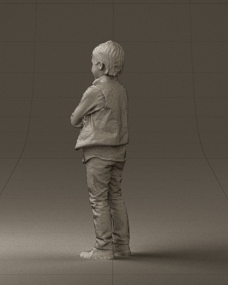 Kid in plaid green tshirt 0611 3D Print Ready 3D print model_23