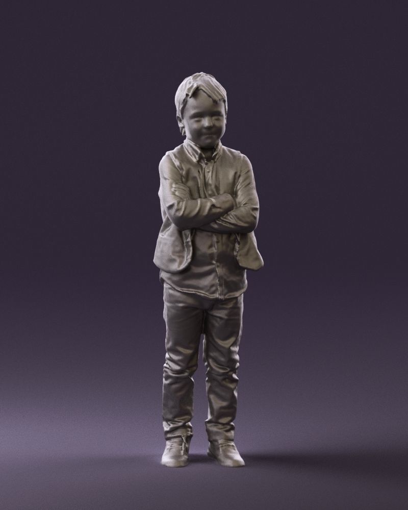 Kid in plaid green tshirt 0611 3D Print Ready 3D print model_37