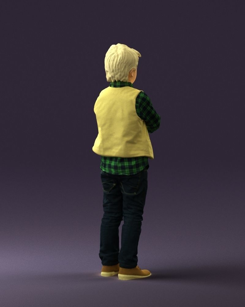 Kid in plaid green tshirt 0611 3D Print Ready 3D print model_15