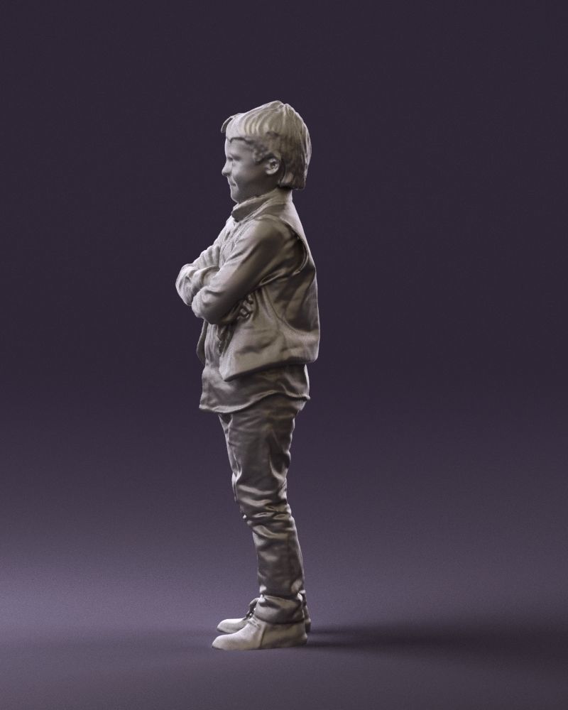 Kid in plaid green tshirt 0611 3D Print Ready 3D print model_25