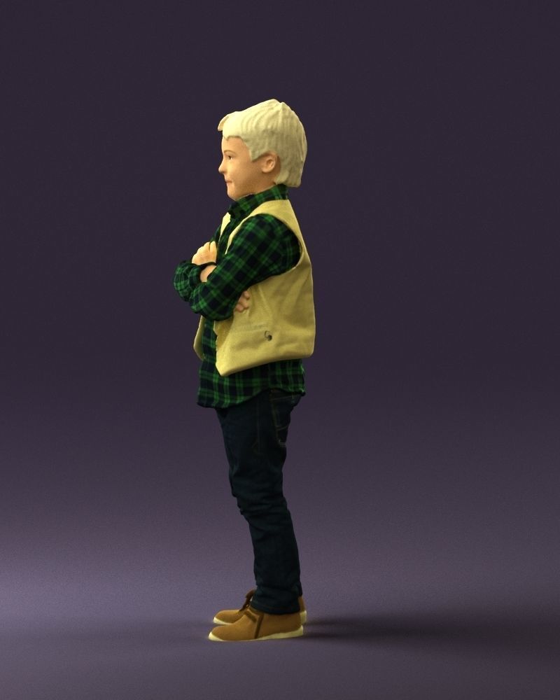 Kid in plaid green tshirt 0611 3D Print Ready 3D print model_24