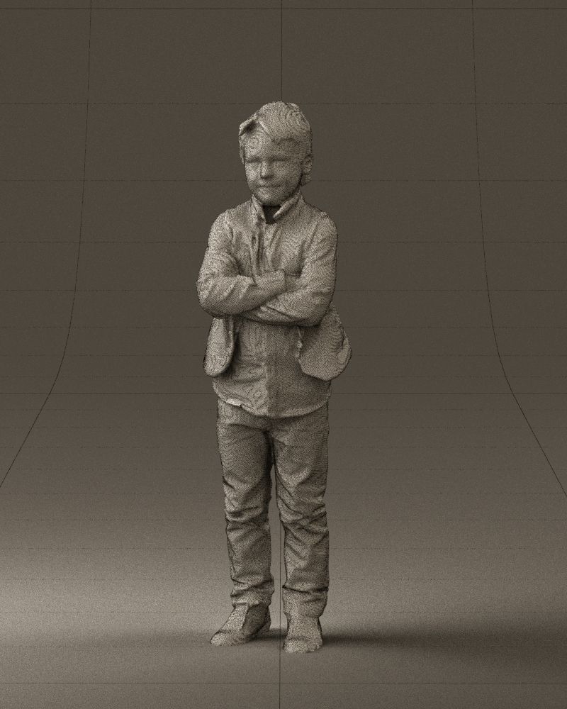 Kid in plaid green tshirt 0611 3D Print Ready 3D print model_32