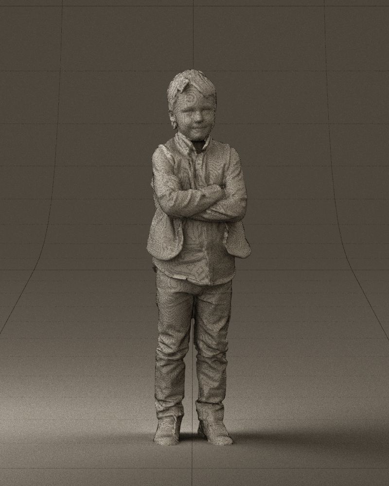 Kid in plaid green tshirt 0611 3D Print Ready 3D print model_2