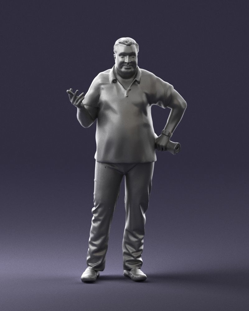 Man with a newspaper and a cigar 0271 3D Print Ready 3D print model_4