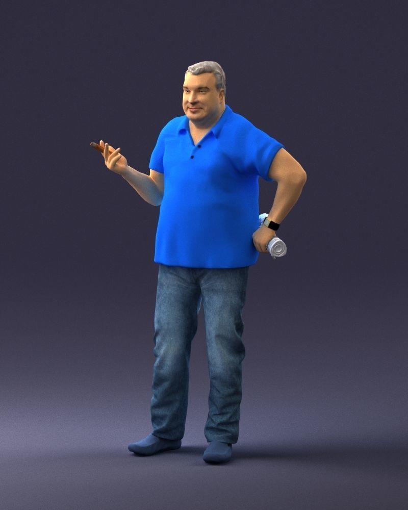 Man with a newspaper and a cigar 0271 3D Print Ready 3D print model_30