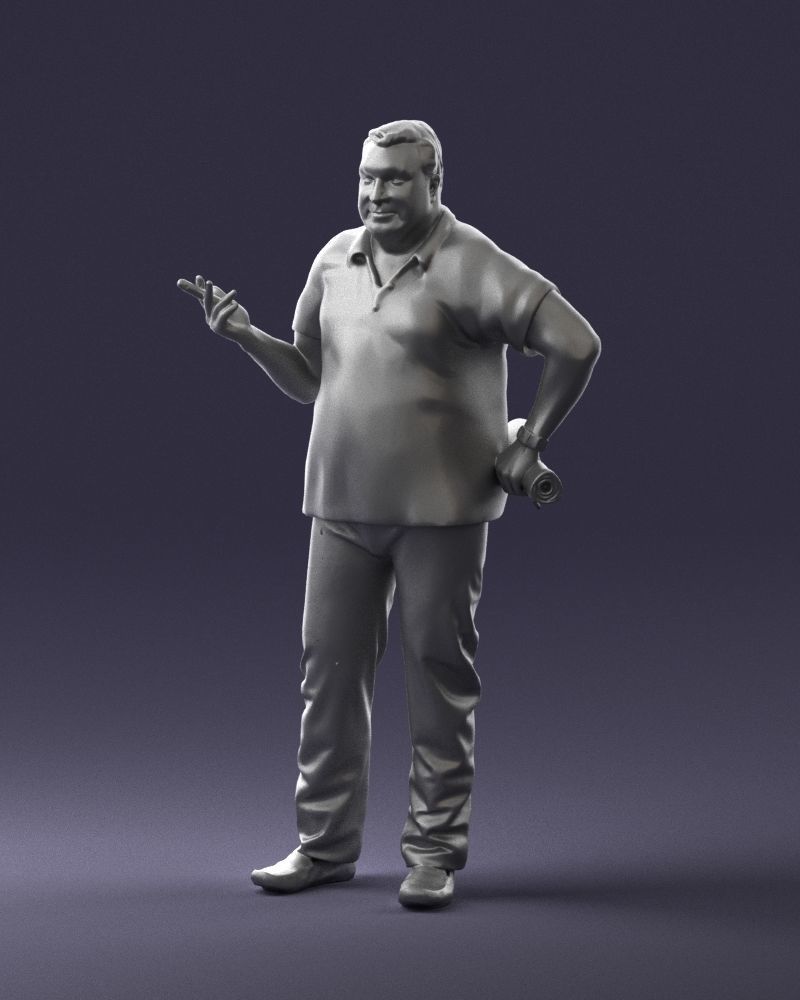 Man with a newspaper and a cigar 0271 3D Print Ready 3D print model_31