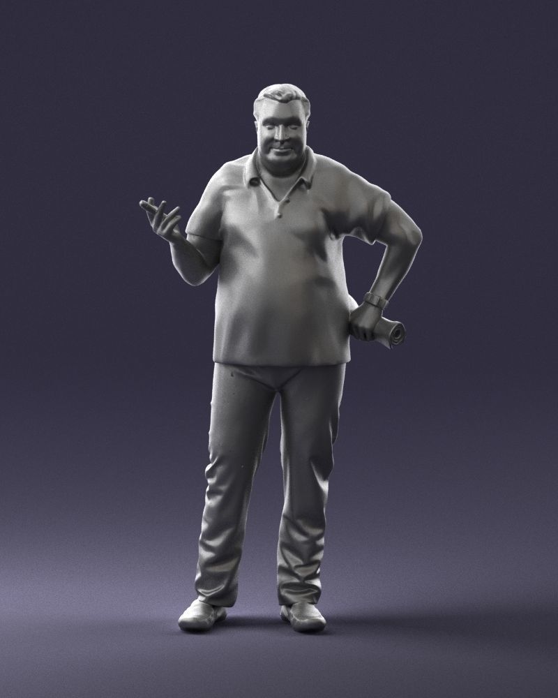 Man with a newspaper and a cigar 0271 3D Print Ready 3D print model_1