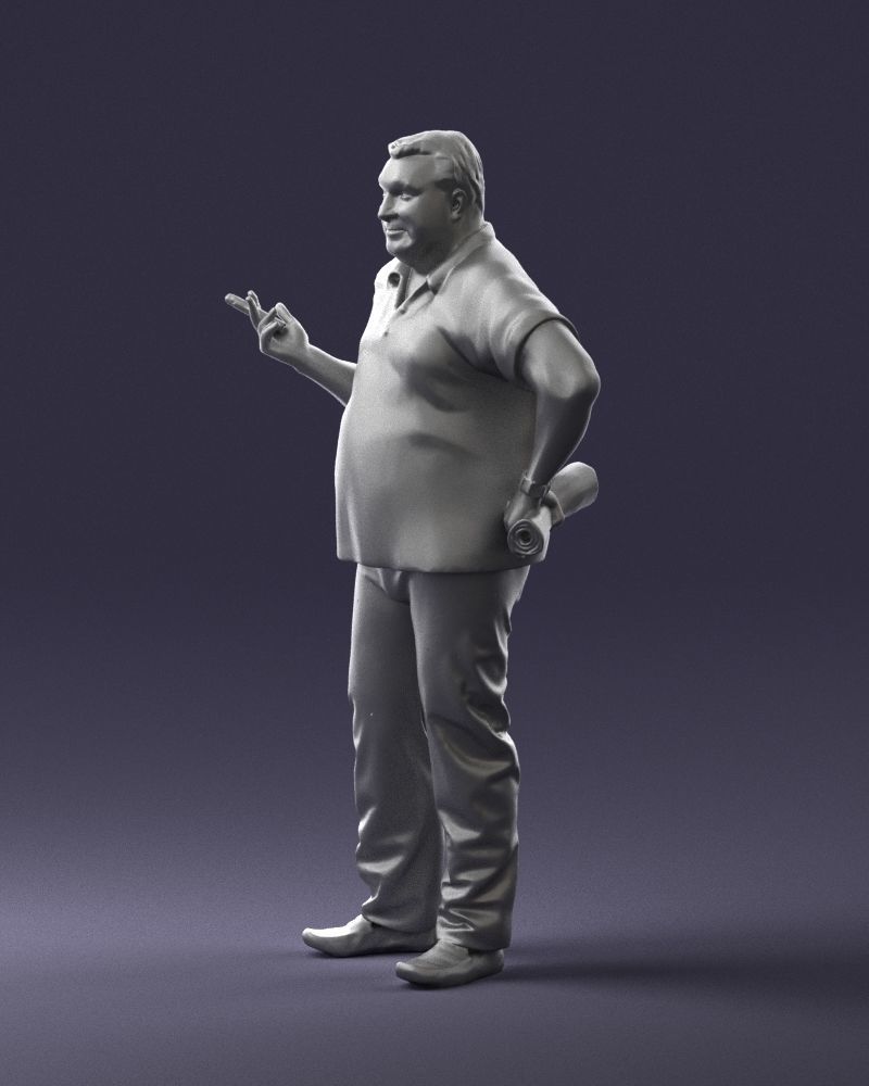 Man with a newspaper and a cigar 0271 3D Print Ready 3D print model_28
