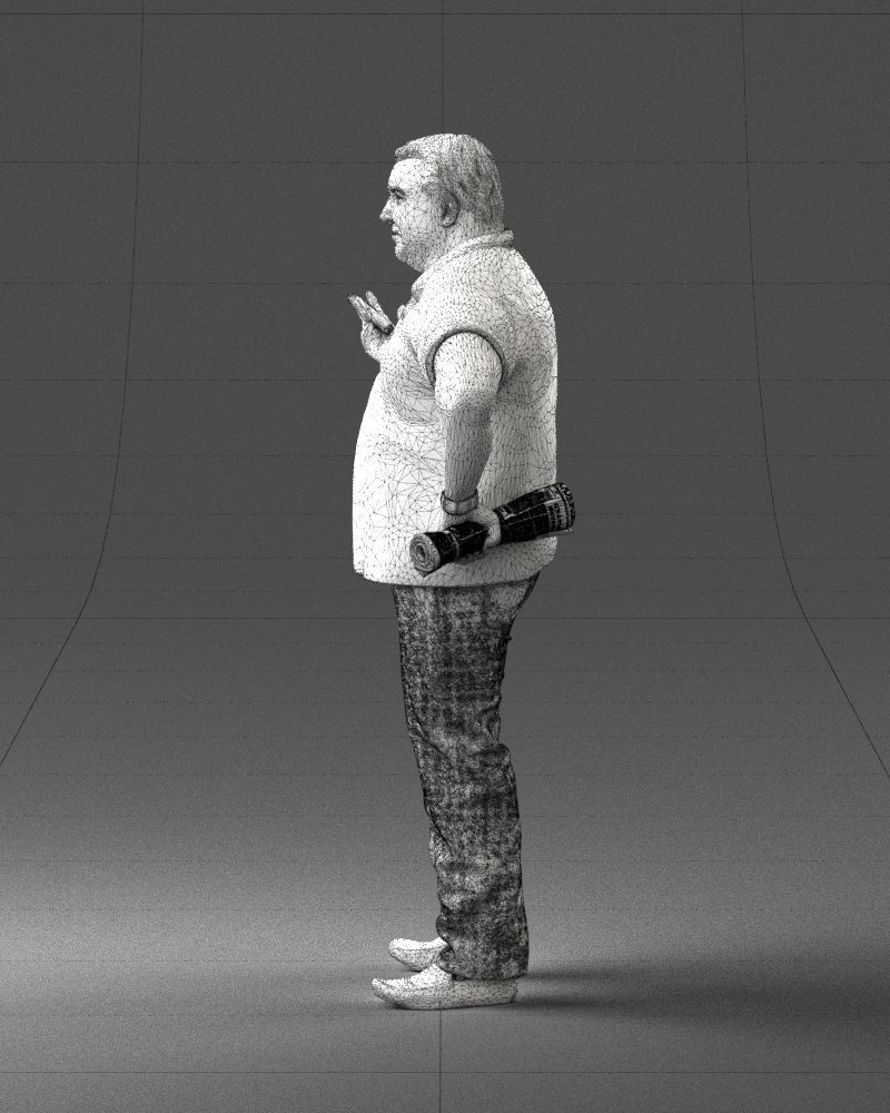 Man with a newspaper and a cigar 0271 3D Print Ready 3D print model_26