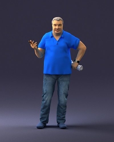 Man with a newspaper and a cigar 0271 3D Print Ready 3D print model
