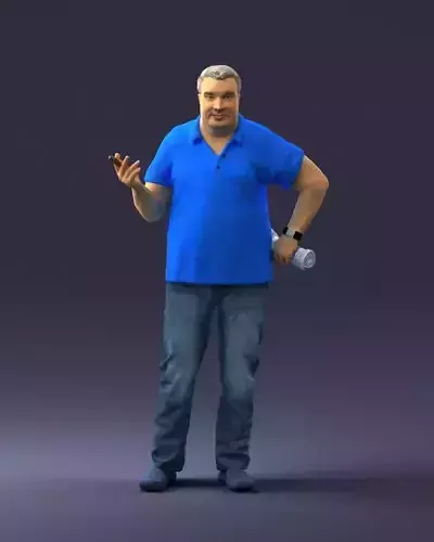 Man with a newspaper and a cigar 0271 3D Print Ready 3D print model