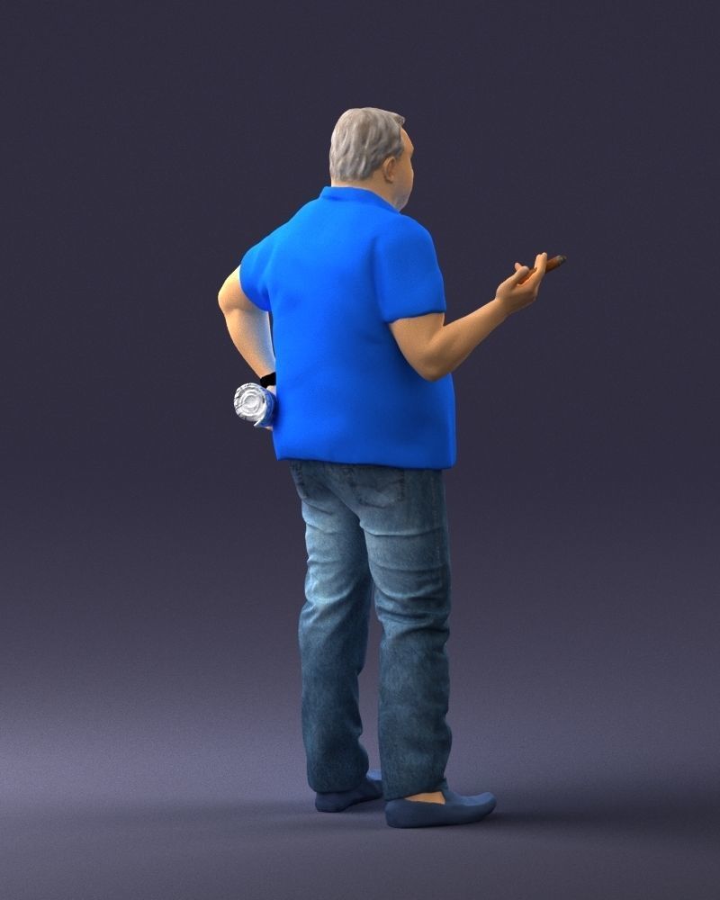 Man with a newspaper and a cigar 0271 3D Print Ready 3D print model_15