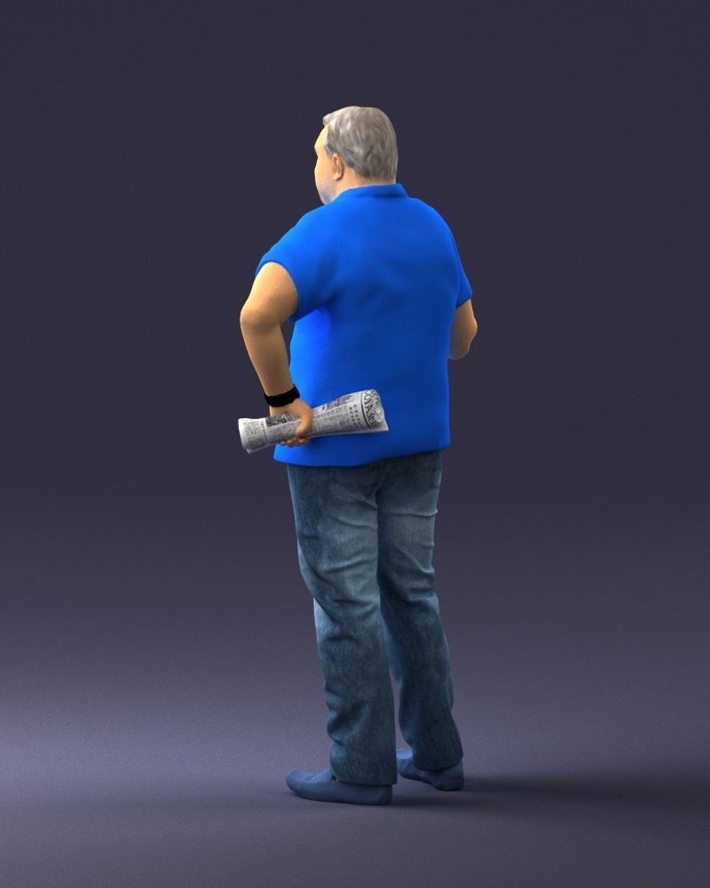 Man with a newspaper and a cigar 0271 3D Print Ready 3D print model_21