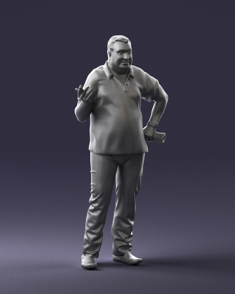 Man with a newspaper and a cigar 0271 3D Print Ready 3D print model_7