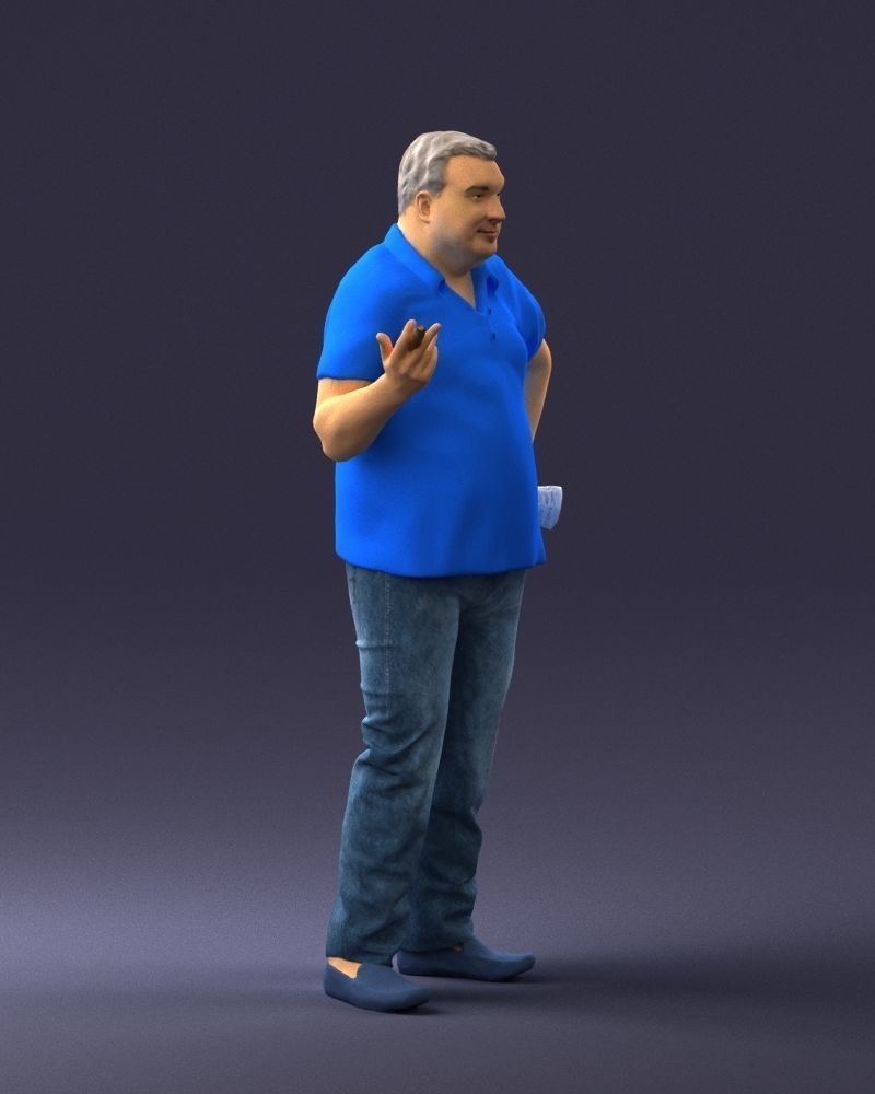 Man with a newspaper and a cigar 0271 3D Print Ready 3D print model_9