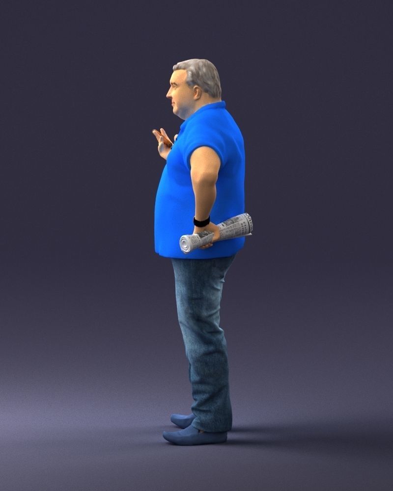 Man with a newspaper and a cigar 0271 3D Print Ready 3D print model_24
