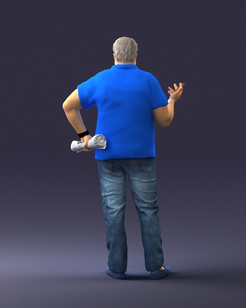 Man with a newspaper and a cigar 0271 3D Print Ready 3D print model_18