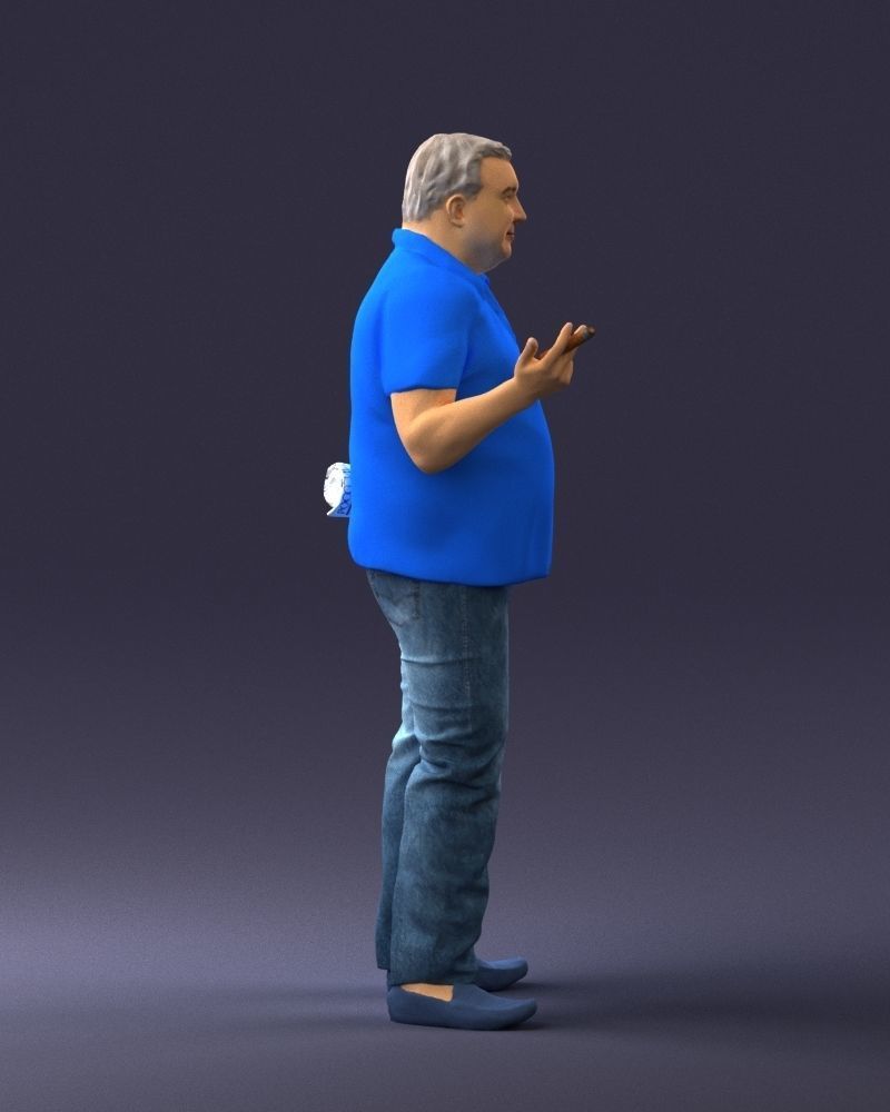 Man with a newspaper and a cigar 0271 3D Print Ready 3D print model_12