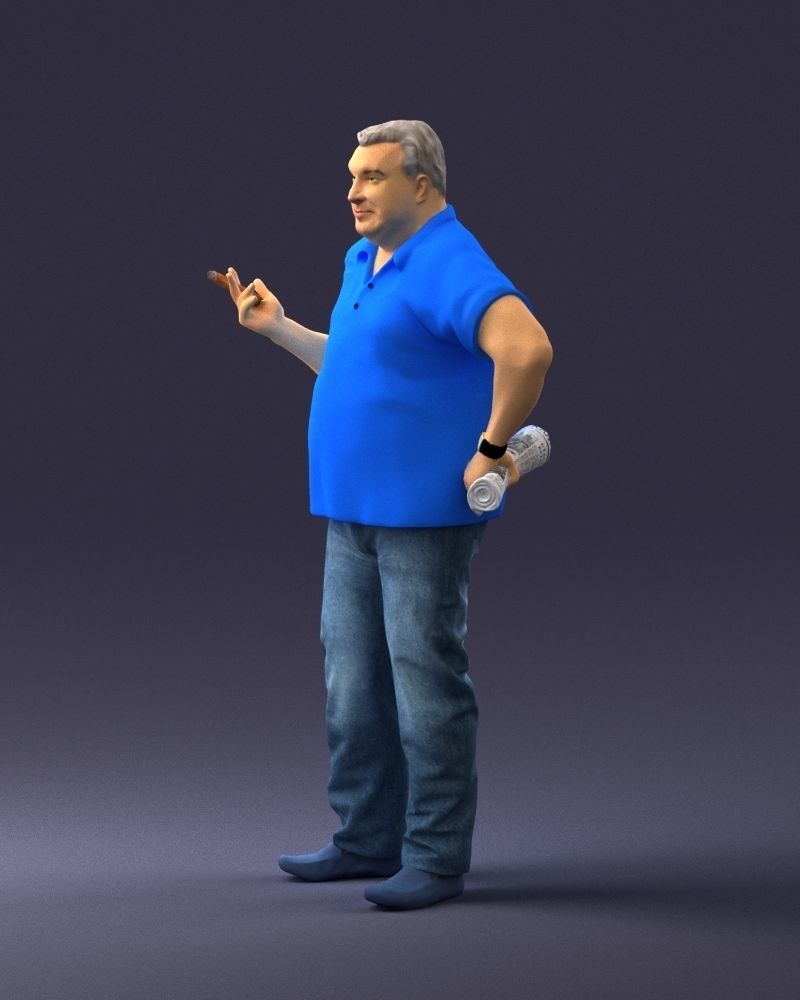 Man with a newspaper and a cigar 0271 3D Print Ready 3D print model_27