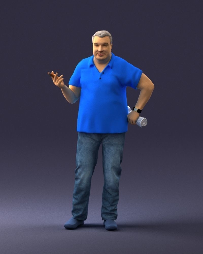 Man with a newspaper and a cigar 0271 3D Print Ready 3D print model_33