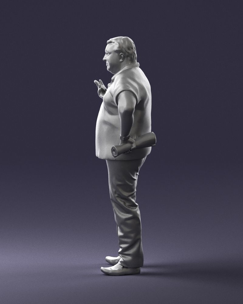 Man with a newspaper and a cigar 0271 3D Print Ready 3D print model_25