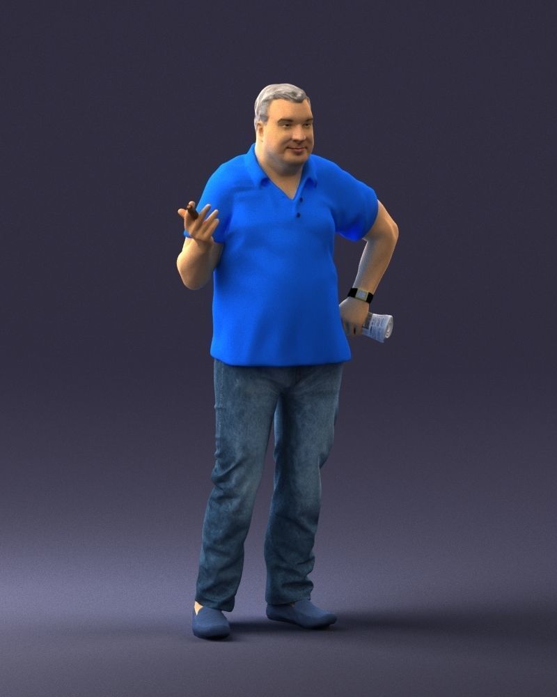 Man with a newspaper and a cigar 0271 3D Print Ready 3D print model_6