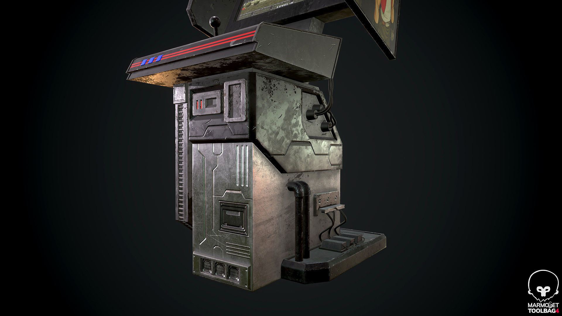 Arcade GAme Machine V3 Cyberpunk Optimized FOr games Low-poly 3D model_8