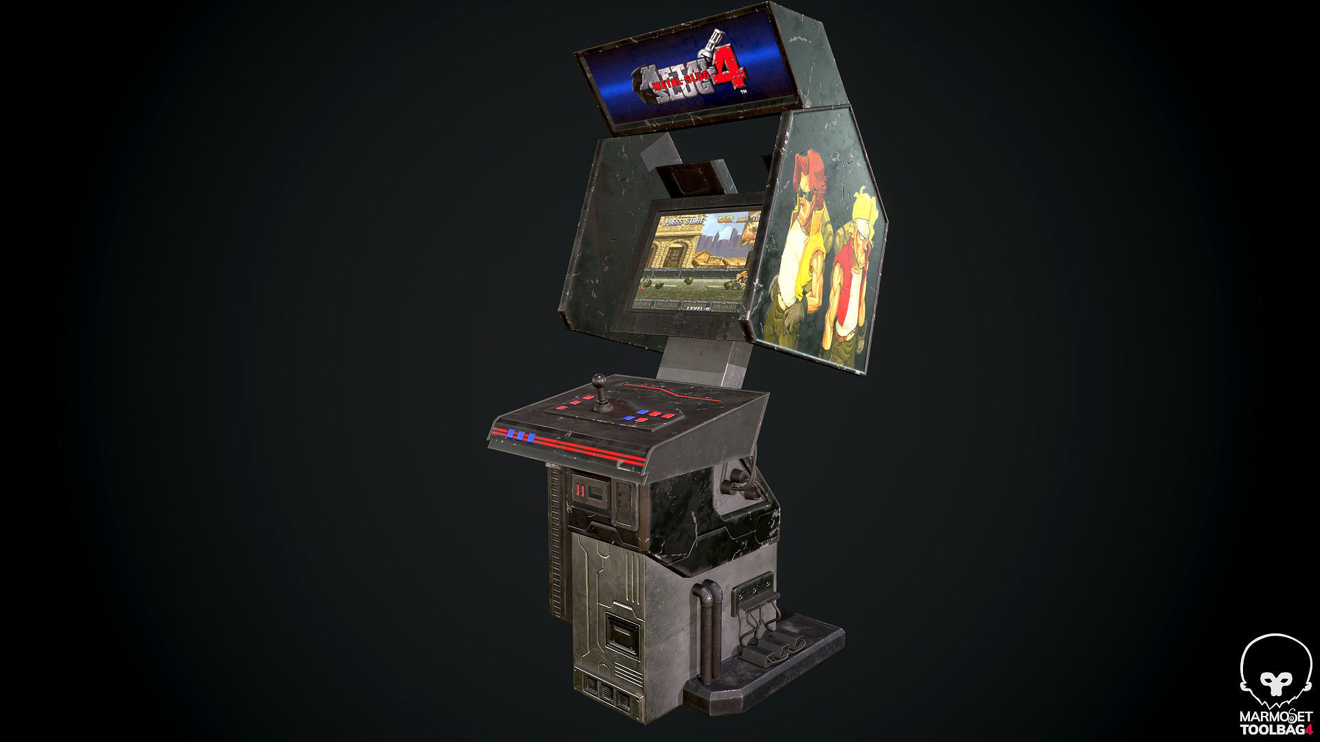 Arcade GAme Machine V3 Cyberpunk Optimized FOr games Low-poly 3D model_6