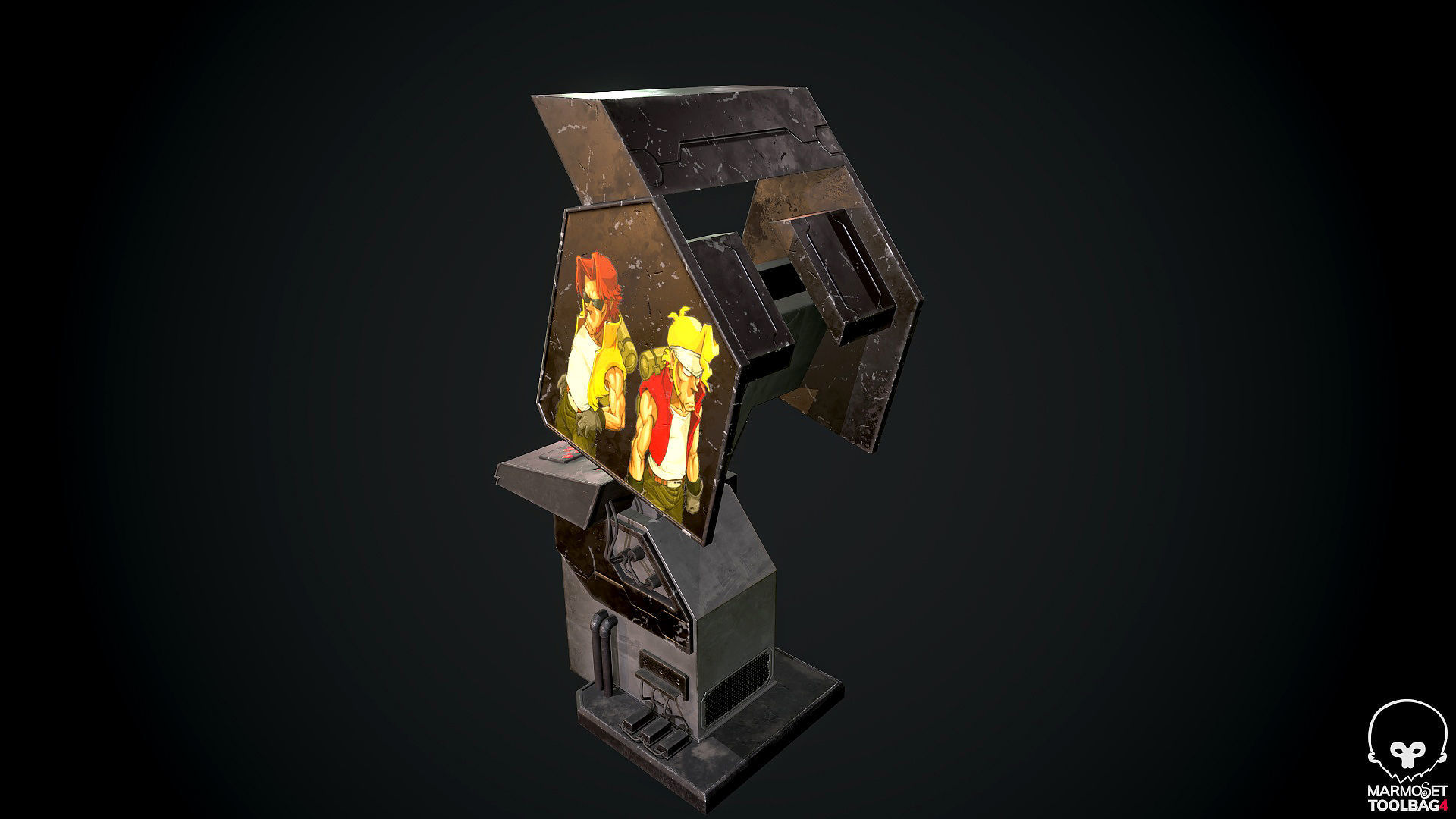 Arcade GAme Machine V3 Cyberpunk Optimized FOr games Low-poly 3D model_7