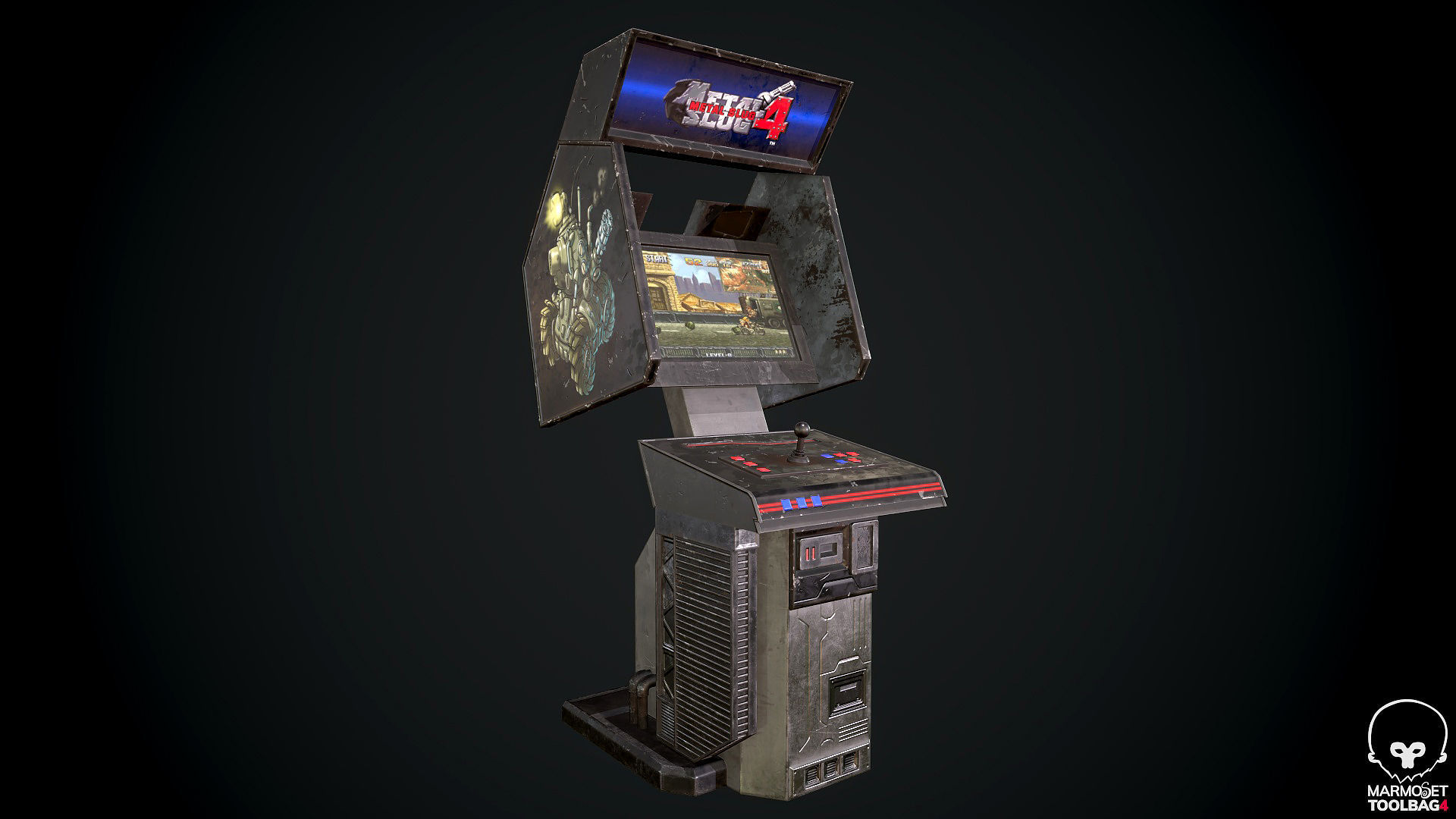 Arcade GAme Machine V3 Cyberpunk Optimized FOr games Low-poly 3D model_4