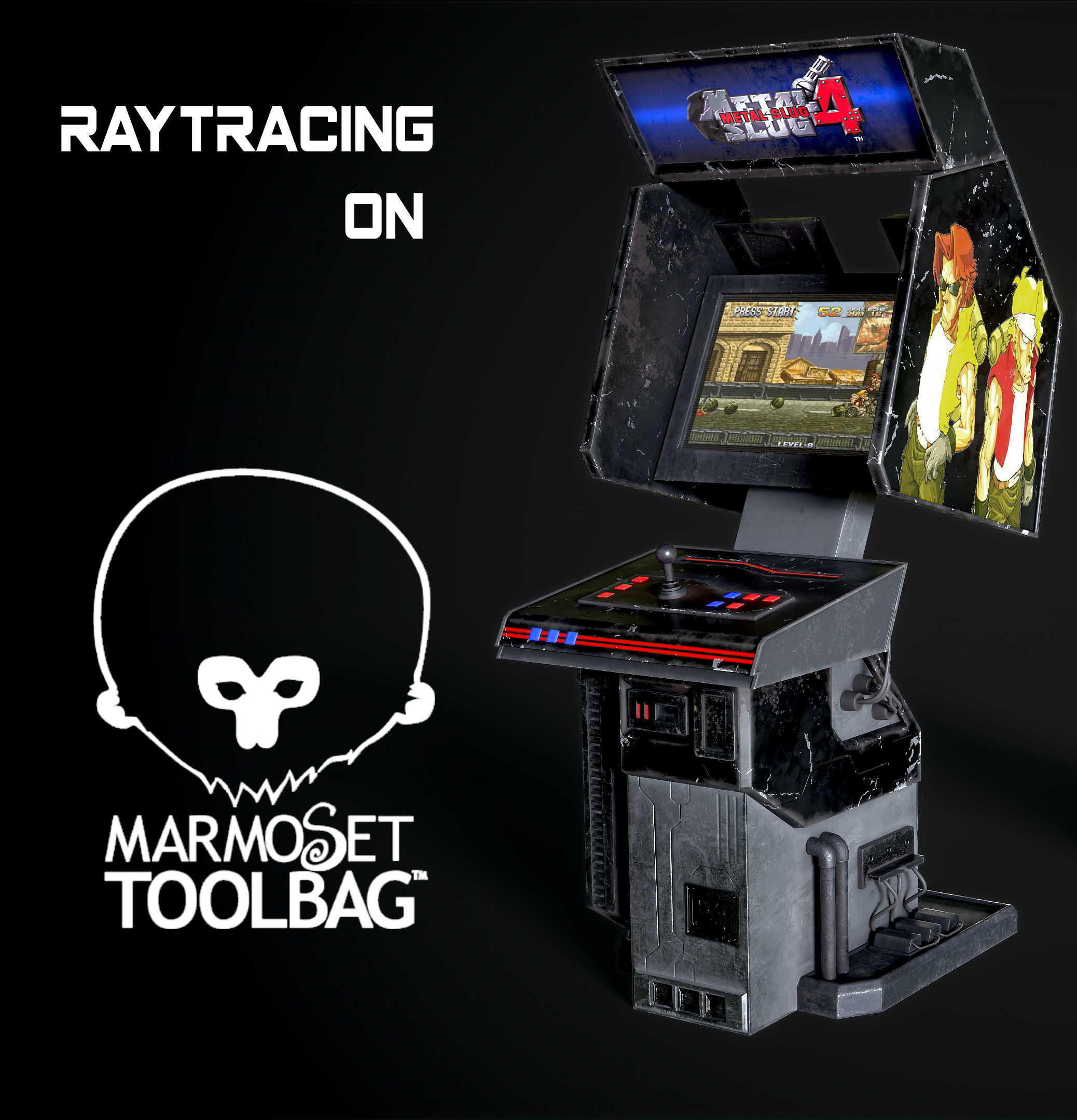 Arcade GAme Machine V3 Cyberpunk Optimized FOr games Low-poly 3D model_2
