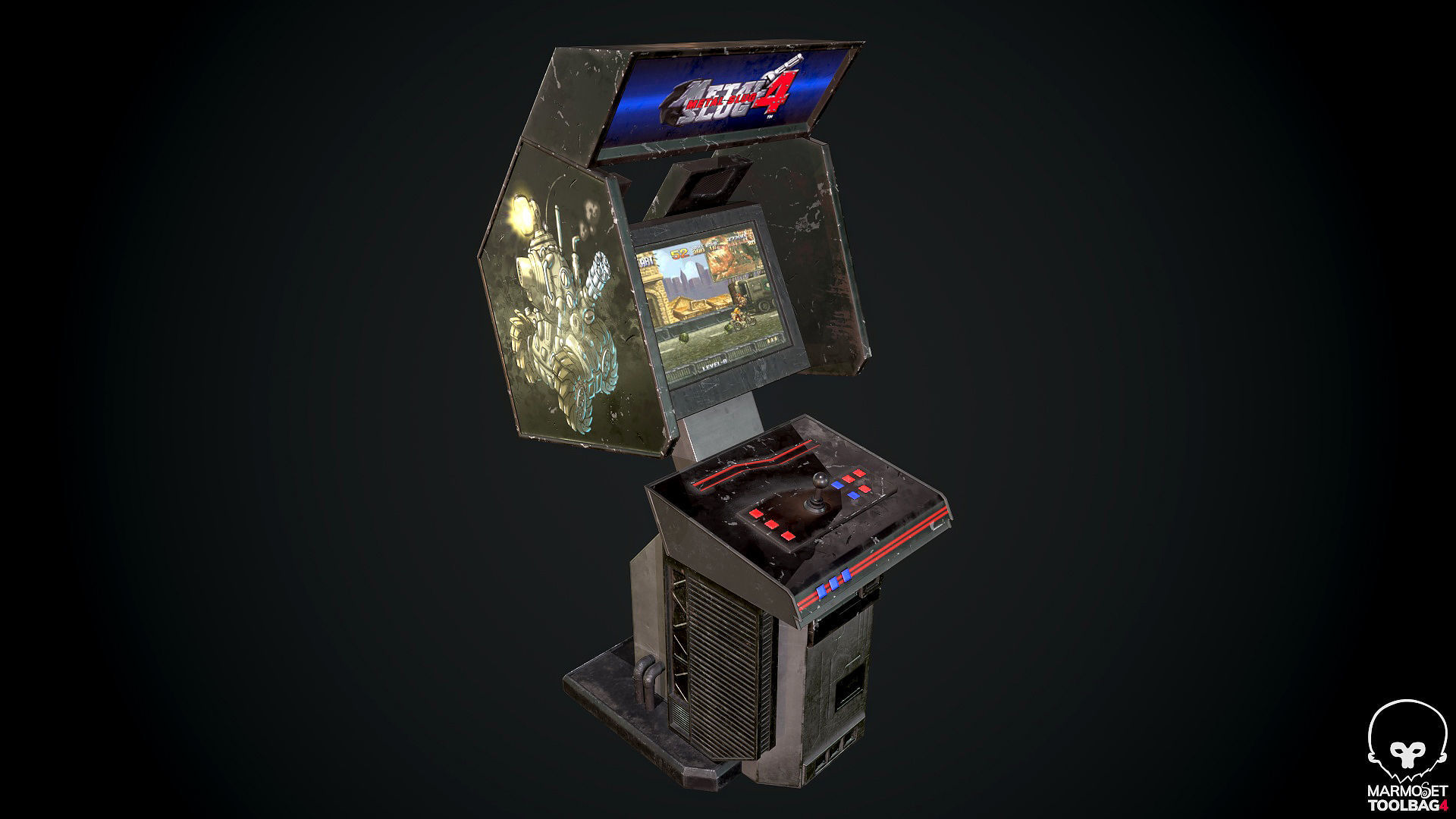 Arcade GAme Machine V3 Cyberpunk Optimized FOr games Low-poly 3D model_5