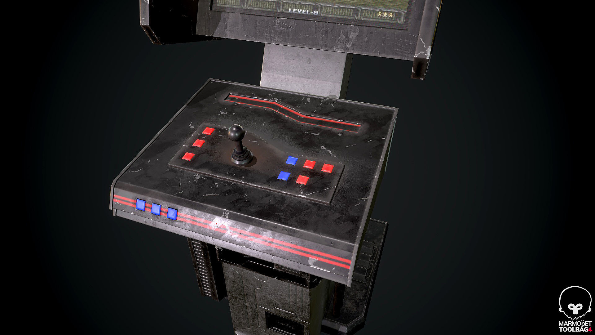 Arcade GAme Machine V3 Cyberpunk Optimized FOr games Low-poly 3D model_10