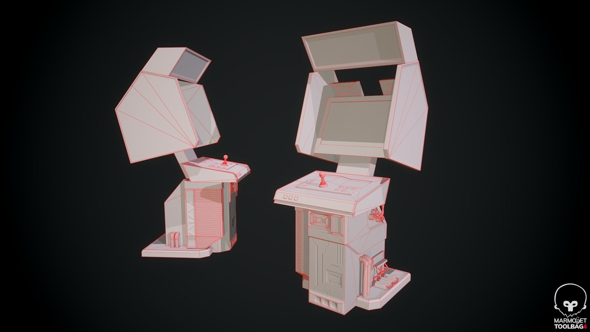 Arcade GAme Machine V3 Cyberpunk Optimized FOr games Low-poly 3D model_3