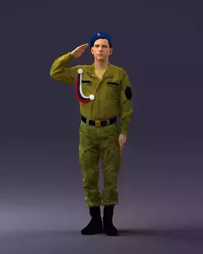 000082 Military Soldier Saluting 0915 3D model