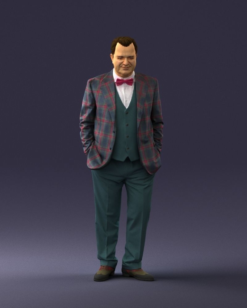 Man in a green suit and checked jacket 0289 3D Print Ready 3D print model_3