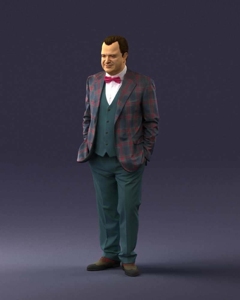 Man in a green suit and checked jacket 0289 3D Print Ready 3D print model_30