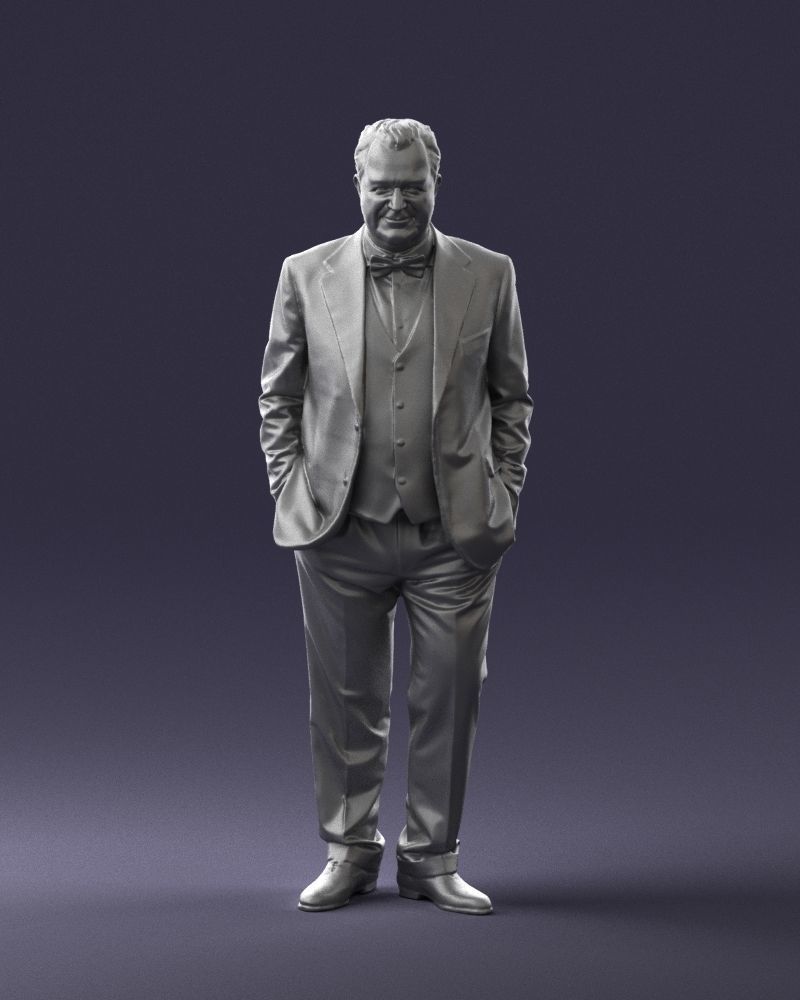 Man in a green suit and checked jacket 0289 3D Print Ready 3D print model_1