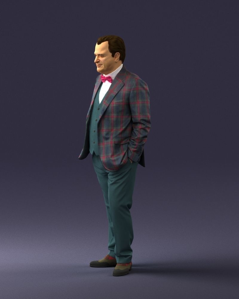 Man in a green suit and checked jacket 0289 3D Print Ready 3D print model_27