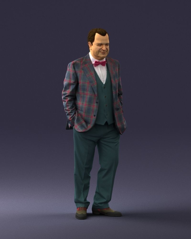 Man in a green suit and checked jacket 0289 3D Print Ready 3D print model_6