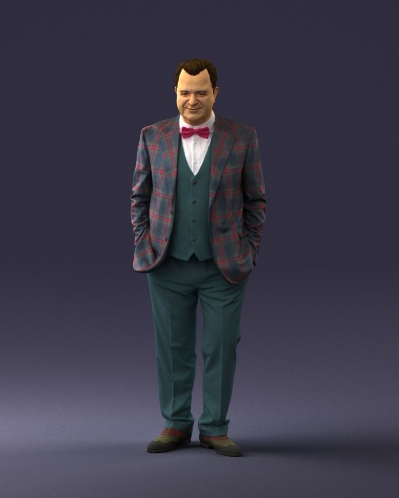 Man in a green suit and checked jacket 0289 3D Print Ready 3D print model_33